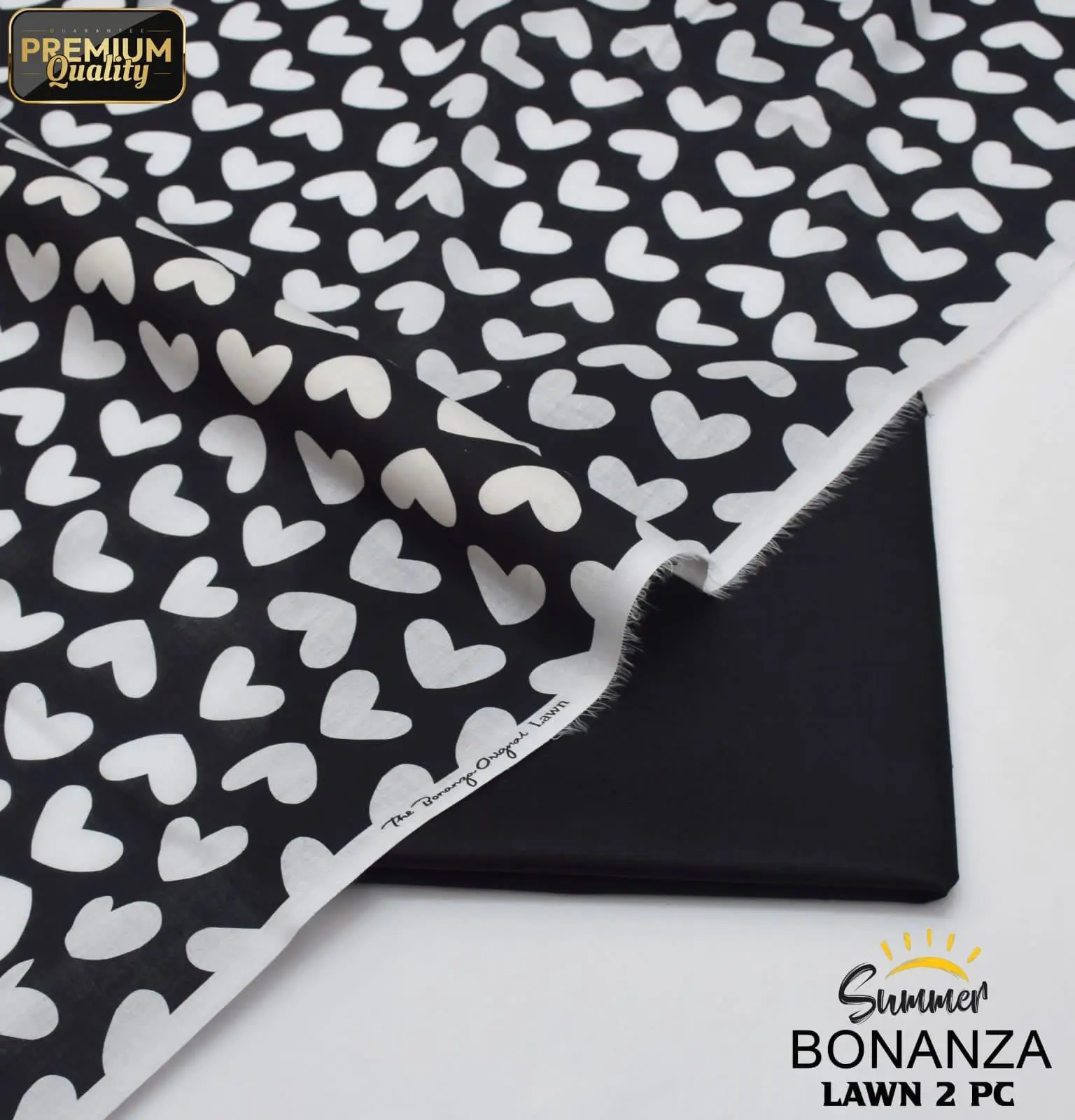 Bonanza Unstitched Monochrome Printed 2 Piece Lawn Suit