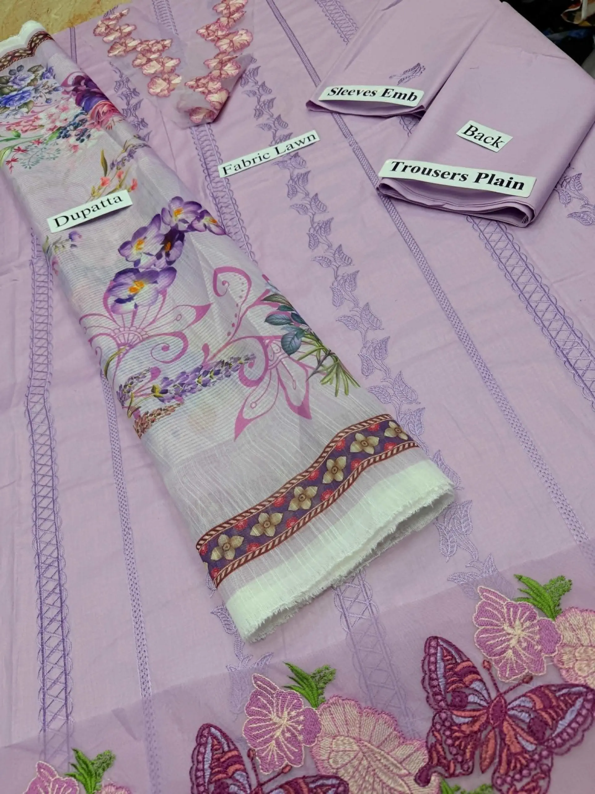 Luxury Unstitched Monark Cambric 3 Piece Cotton Suit Embroidered - Image 7