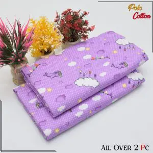Floral Unstitched Purple 2 Piece Cotton Suit