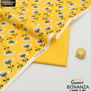 Bonanza Unstitched Yellow Floral 2 Piece Lawn Suit