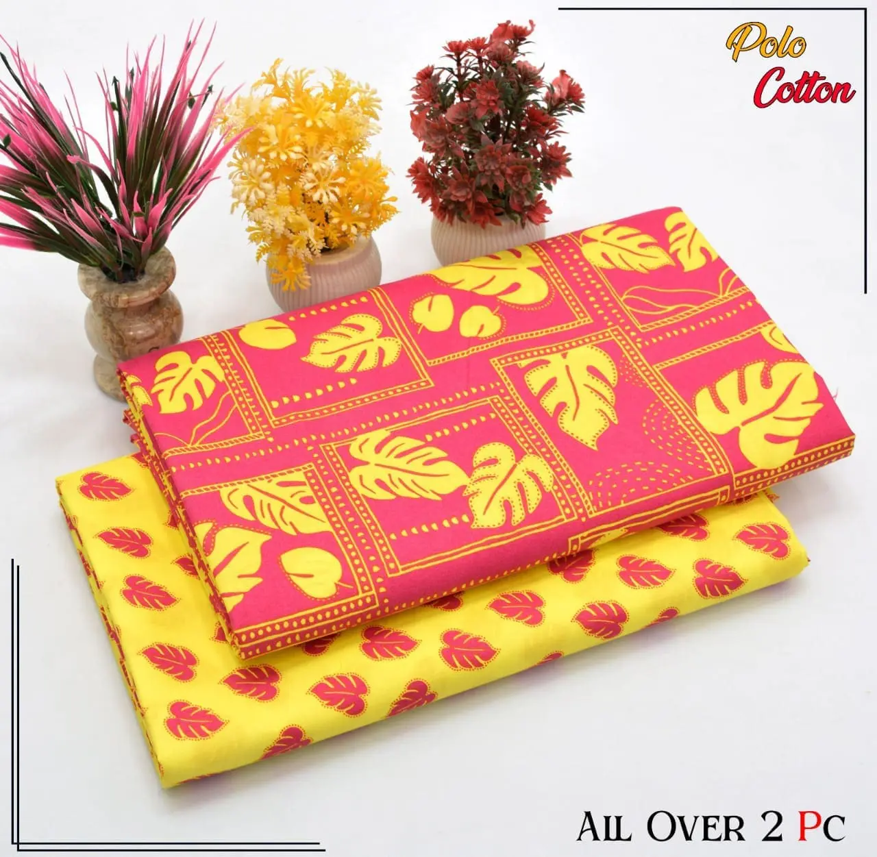 2 Piece Micro Polo Cotton Red Yellow Suit Low Price