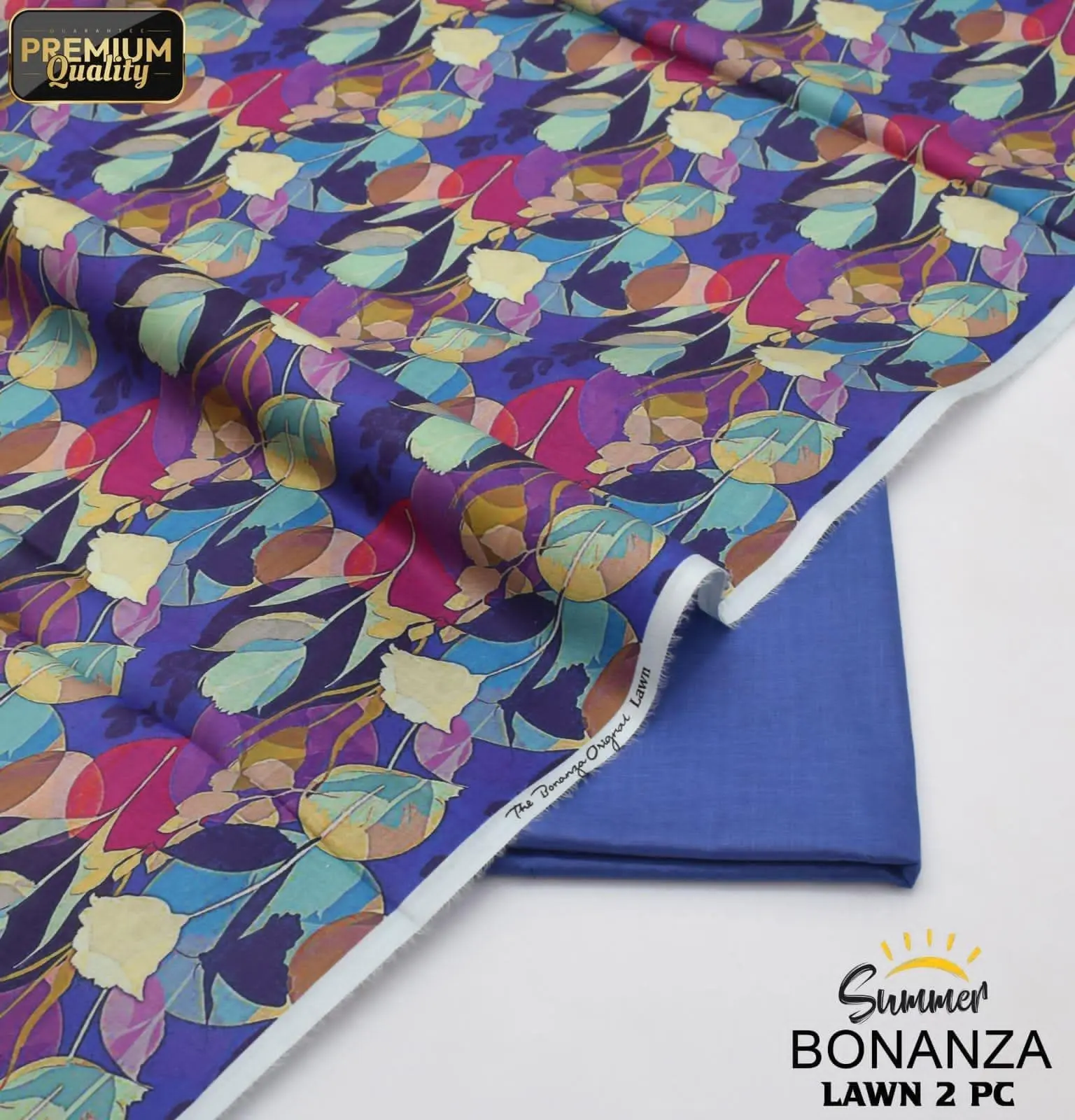 Bonanza Unstitched Multicolor Floral 2 Piece Lawn Suit