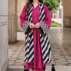 Baroque Unstitched Pink Embroidered 3 Piece Lawn Suit