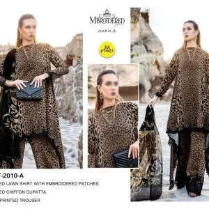 Maria B Unstitched Brown Embroidered 3 Piece Lawn Suit