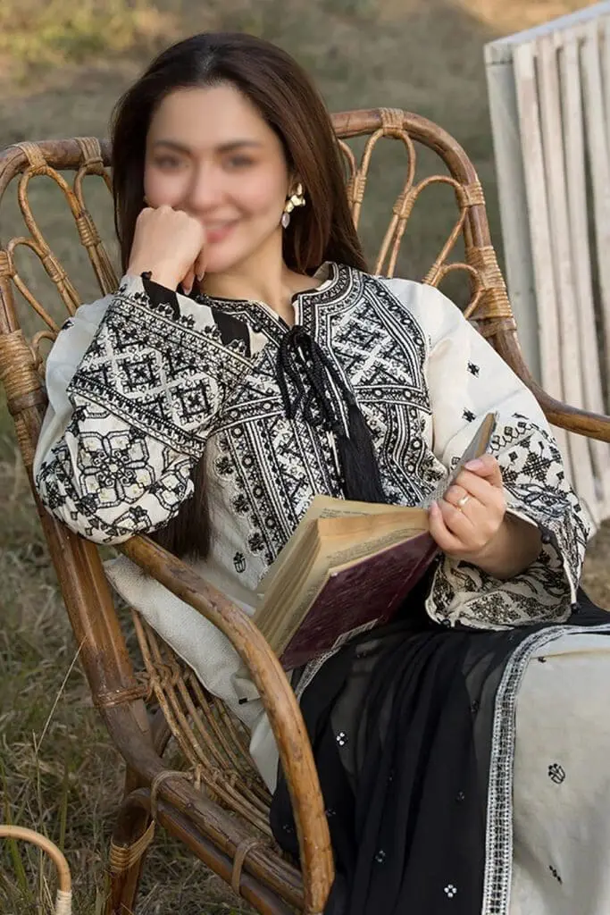 Qalamkar Unstitched 3pc Embroidered Cambric Suit - Image 2