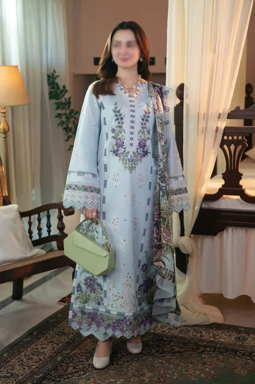 Luxury Unstitched Cambric 3 Piece Cotton Suit Embroidered