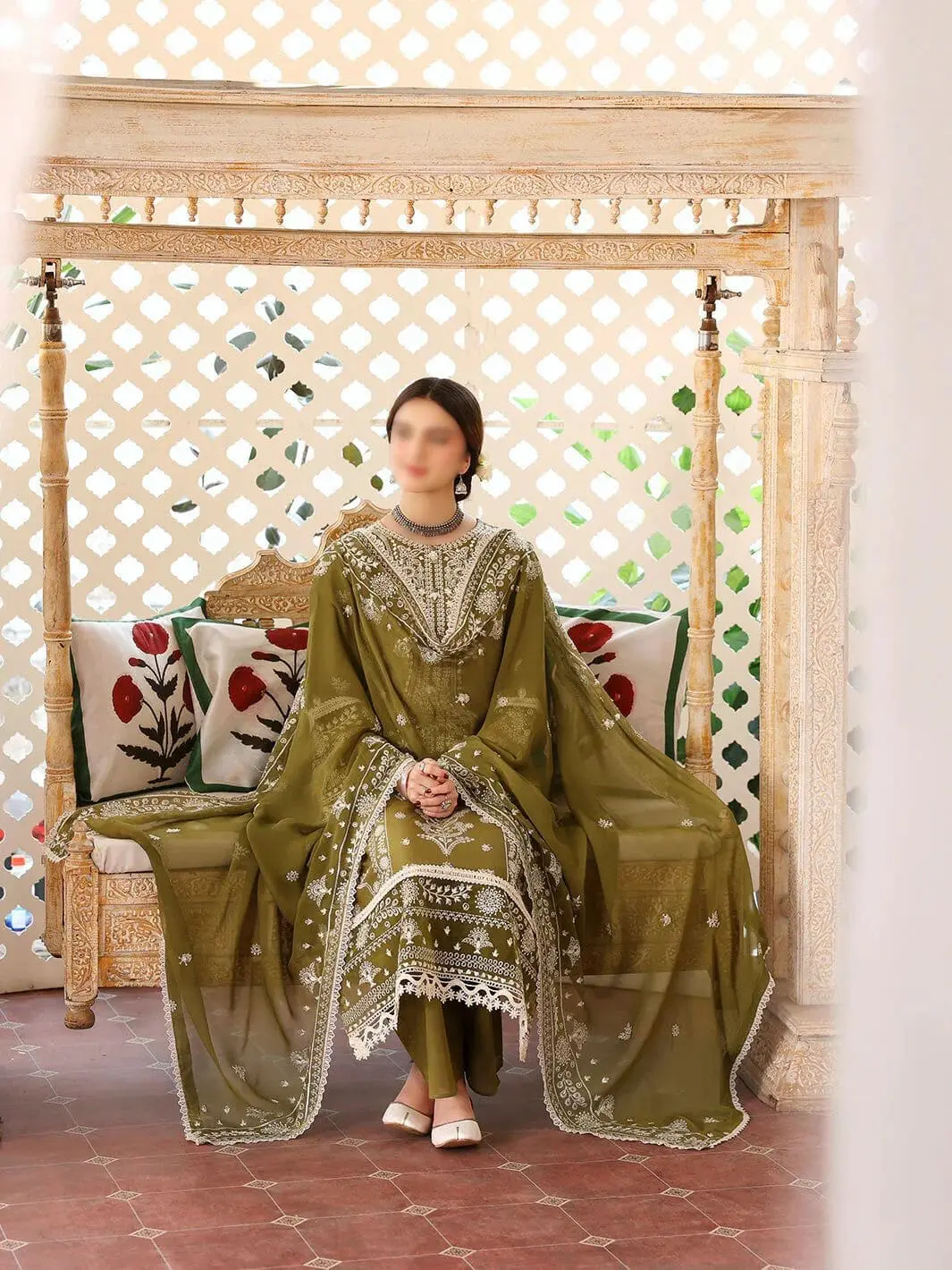 Qalamkar Unstitched Embroidered 3 Piece Lawn Suit - Image 2