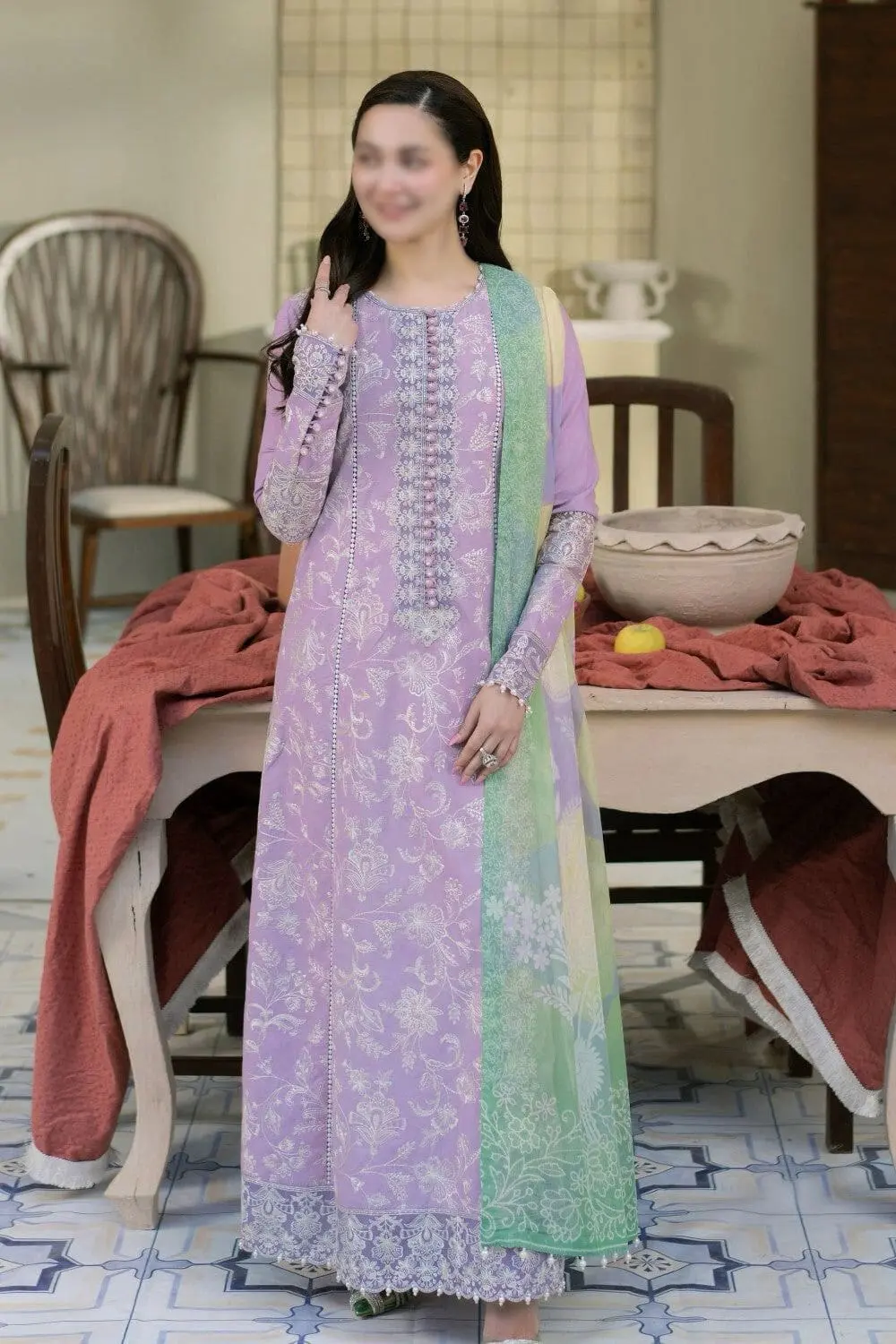 Bana Dora Unstitched Printed 3 Piece Lawn Suit (Embroidered)