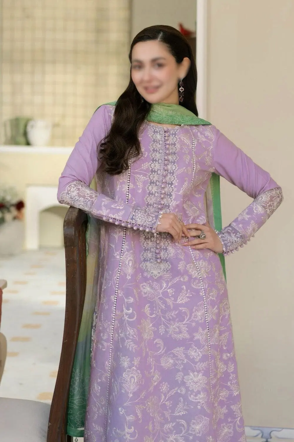 Bana Dora Unstitched Printed 3 Piece Lawn Suit (Embroidered) - Image 3