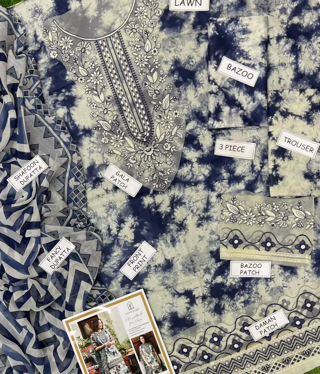 Sapphire Unstitched Digital Print 3 Piece Lawn Suit - Image 5