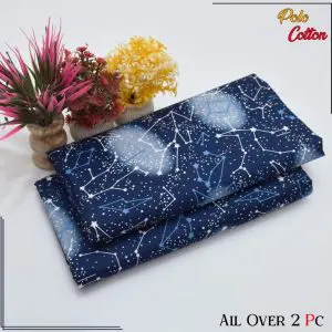 Floral Unstitched Blue Starlink 2 Piece Cotton Suit