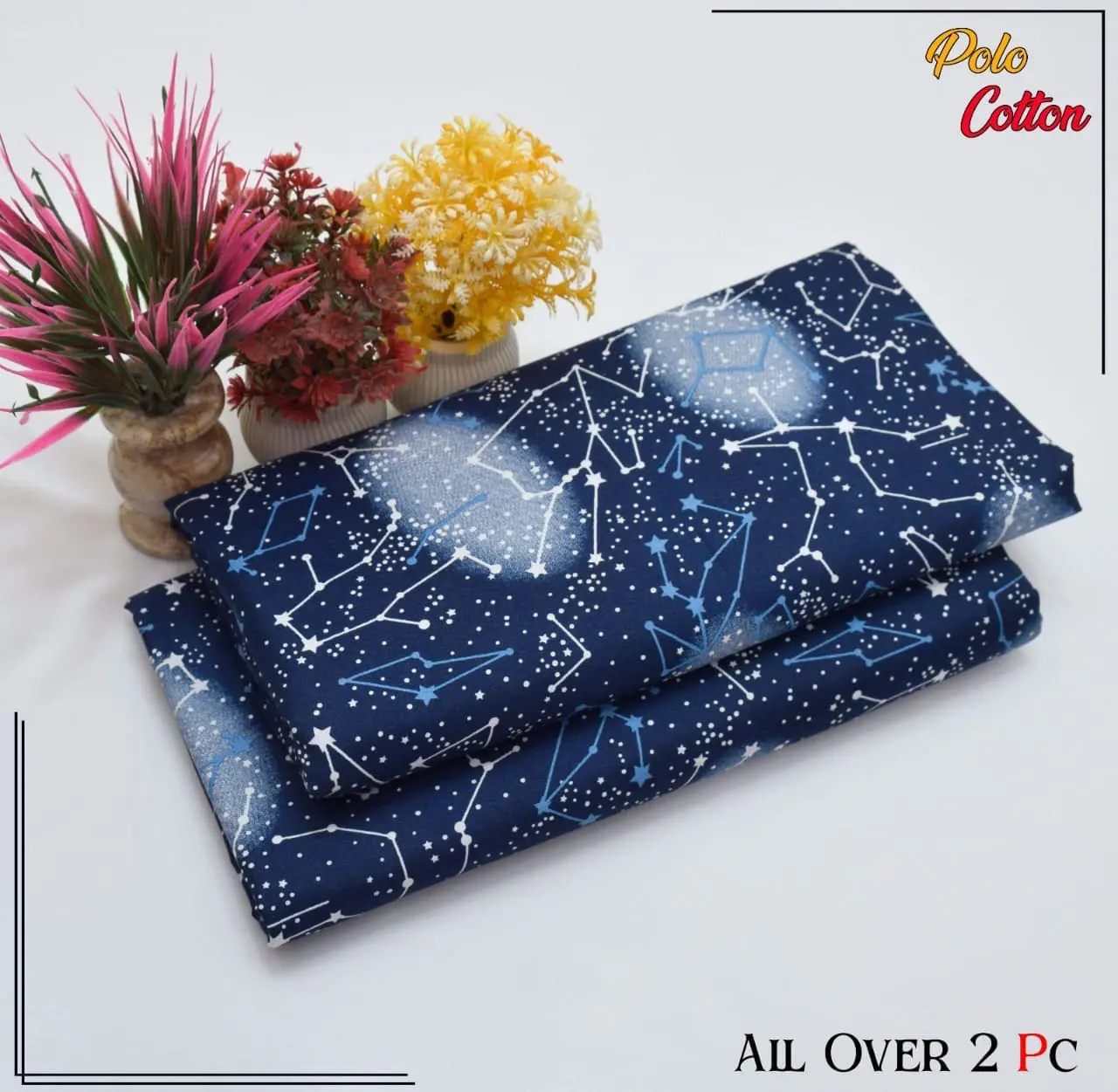 Floral Unstitched Blue Starlink 2 Piece Cotton Suit