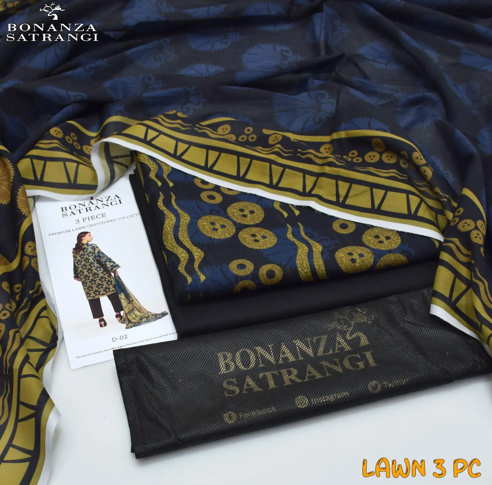 Bonanza Satrangi Lawn 3-Piece Suit – Unstitched Summer Collection 2025