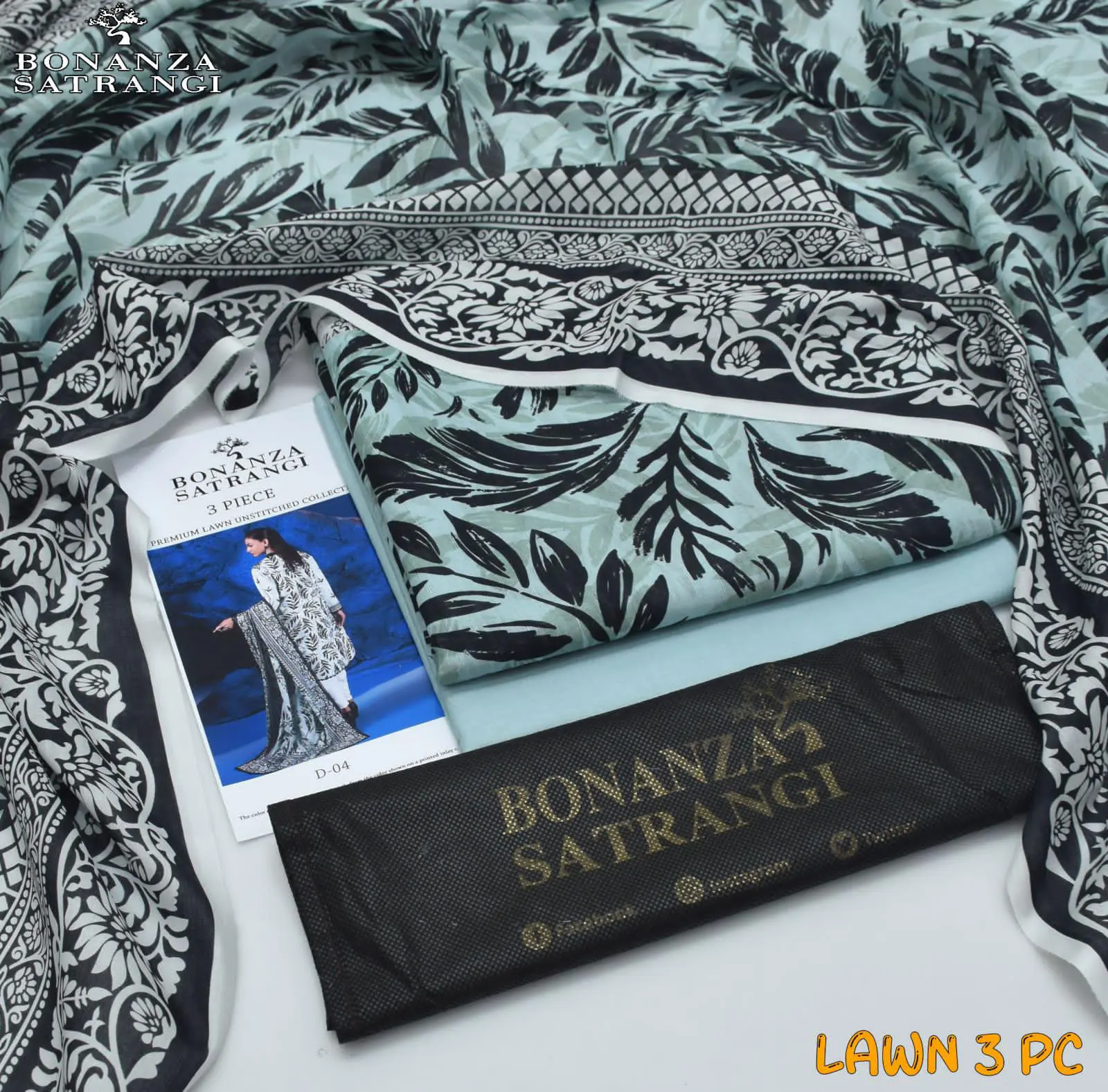 Bonanza Unstitched Ferozi Printed 3 Piece Lawn Suit