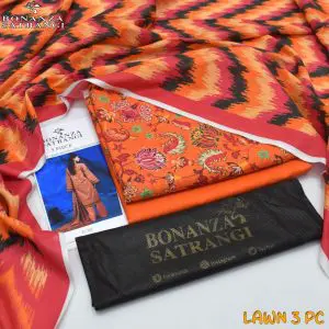 Bonanza Unstitched Orange Airjet 3 Piece Lawn Suit