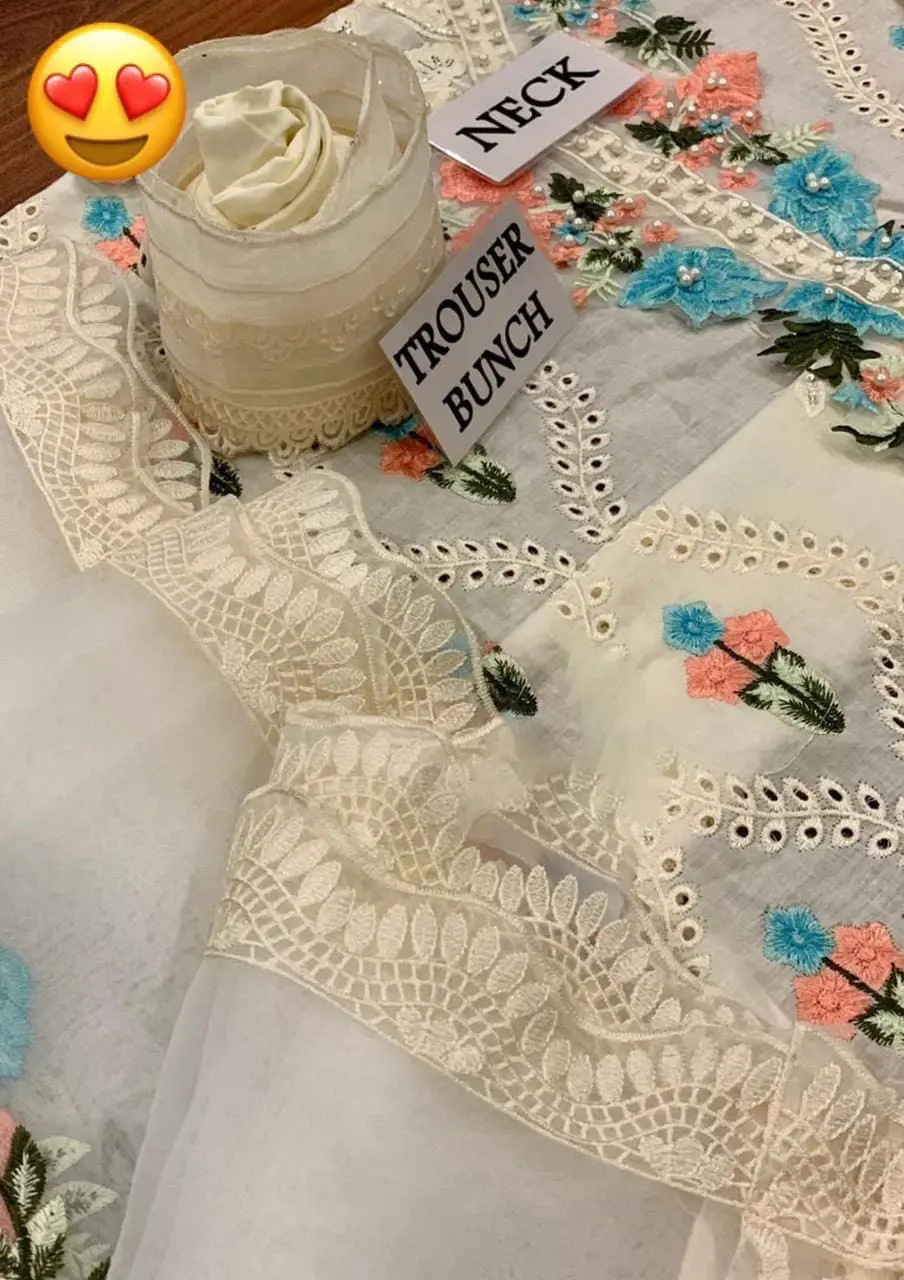 White Unstitched Embroidered 3 Piece Lawn Suit - Image 6