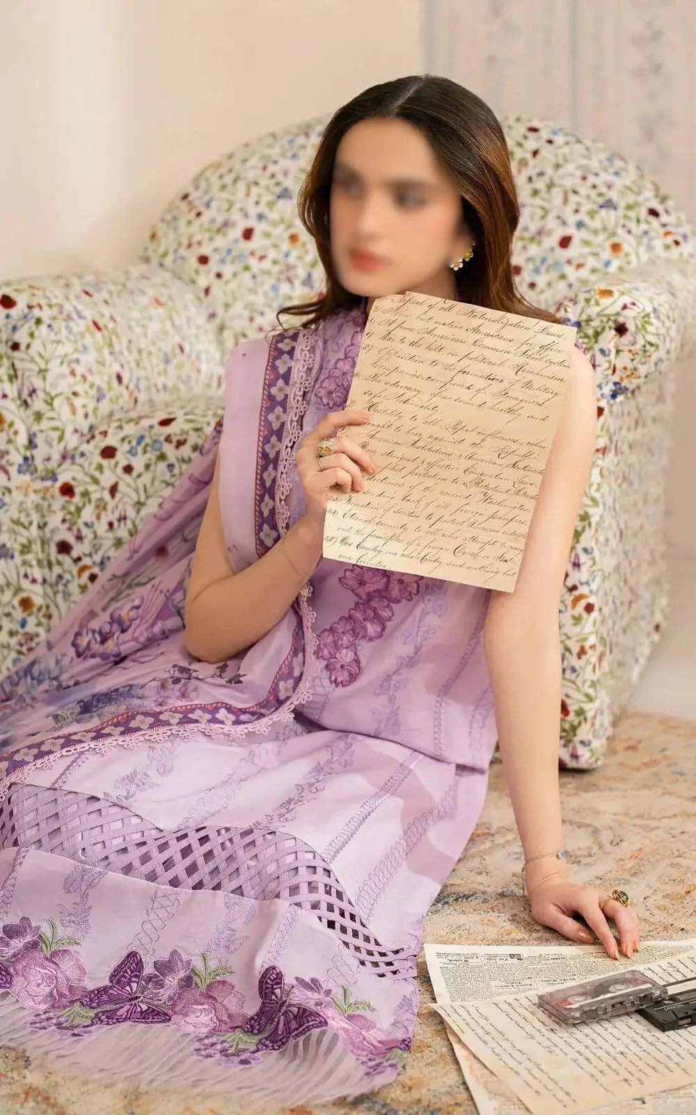 Luxury Unstitched Monark Cambric 3 Piece Cotton Suit Embroidered - Image 2