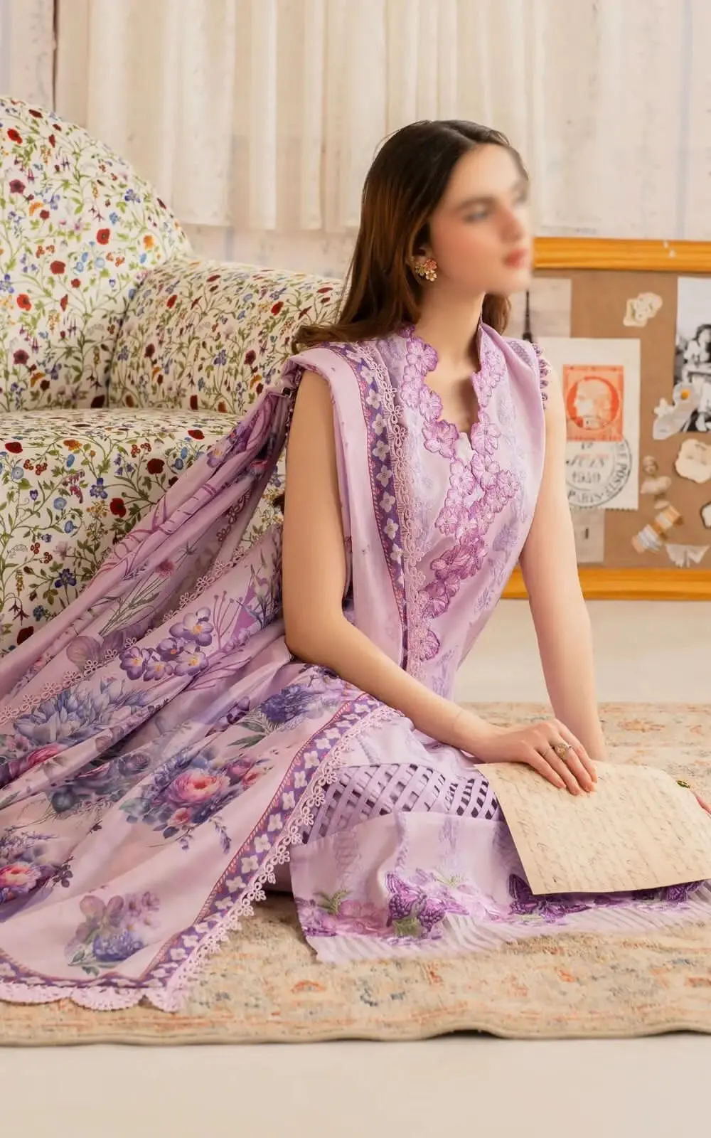 Luxury Unstitched Monark Cambric 3 Piece Cotton Suit Embroidered - Image 6