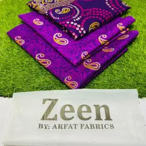 Zeen Unstitched Purple Printed 3 Piece Lawn Suit