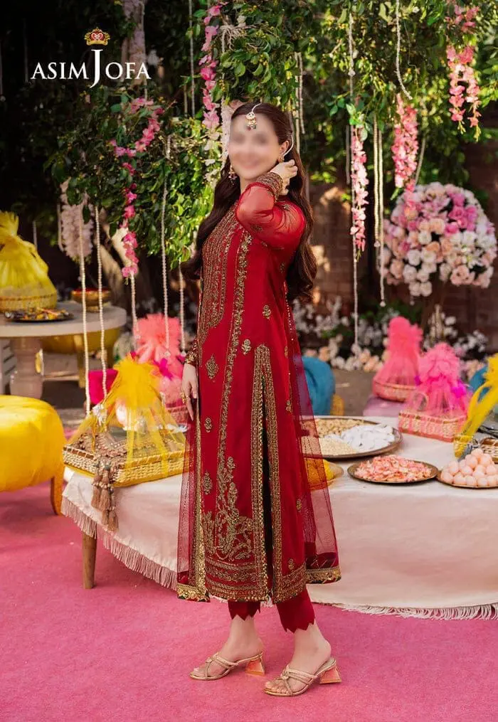 Asim Jofa 3-piece chiffon suit with malai trousers