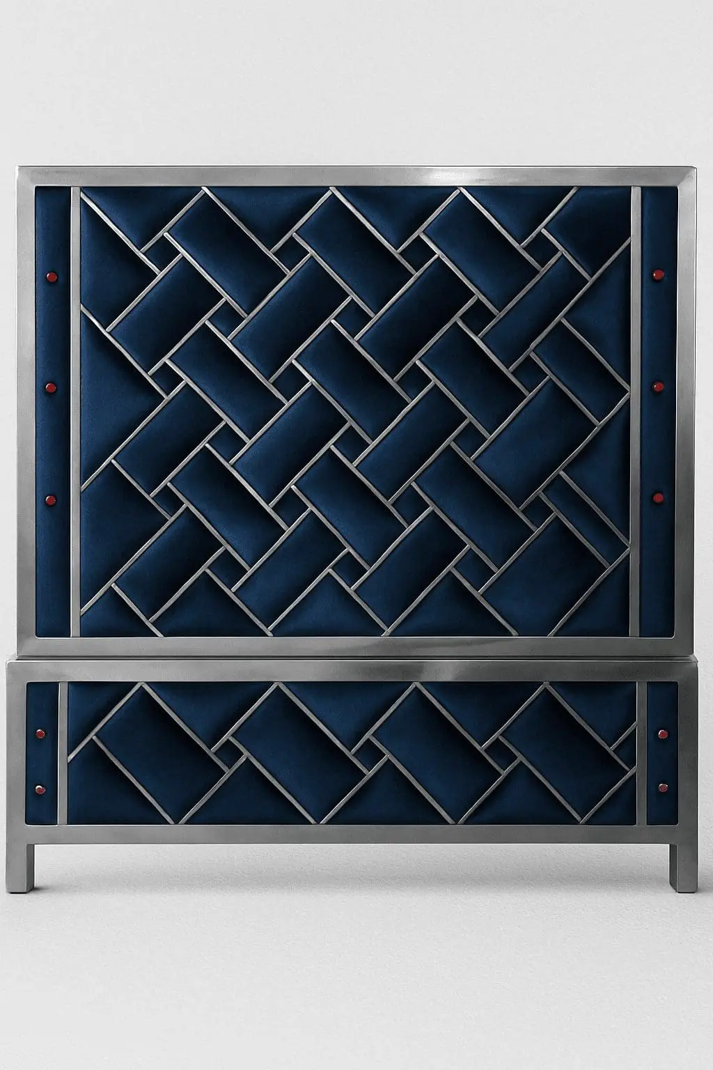 Blue stainless steel king size bed with modern design and durable double bed frame