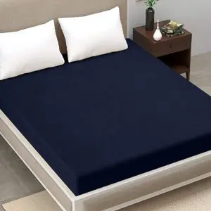 Navy Blue Waterproof Terry Cotton Mattress Protector