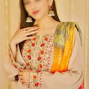 Model wearing ASLING 3 Piece Unstitched Summer Lawn Suit for Women featuring a printed lawn shirt, plain trousers, and a vibrant printed dupatta – styled for a breezy summer look1