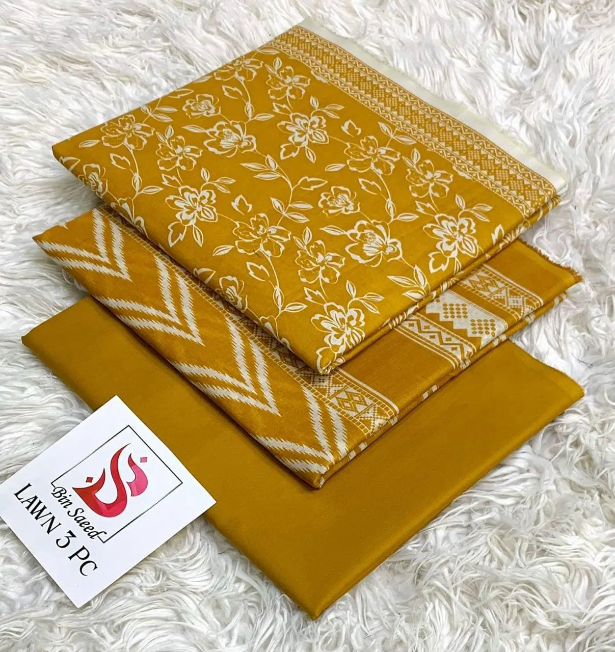 Bin Saeed Unstitched Mustard Airjet 3 Piece Lawn Suit (Digital Printed)