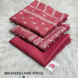 Bin Saeed Unstitched Pink Airjet 3 Piece Lawn Suit (Digital Printed)