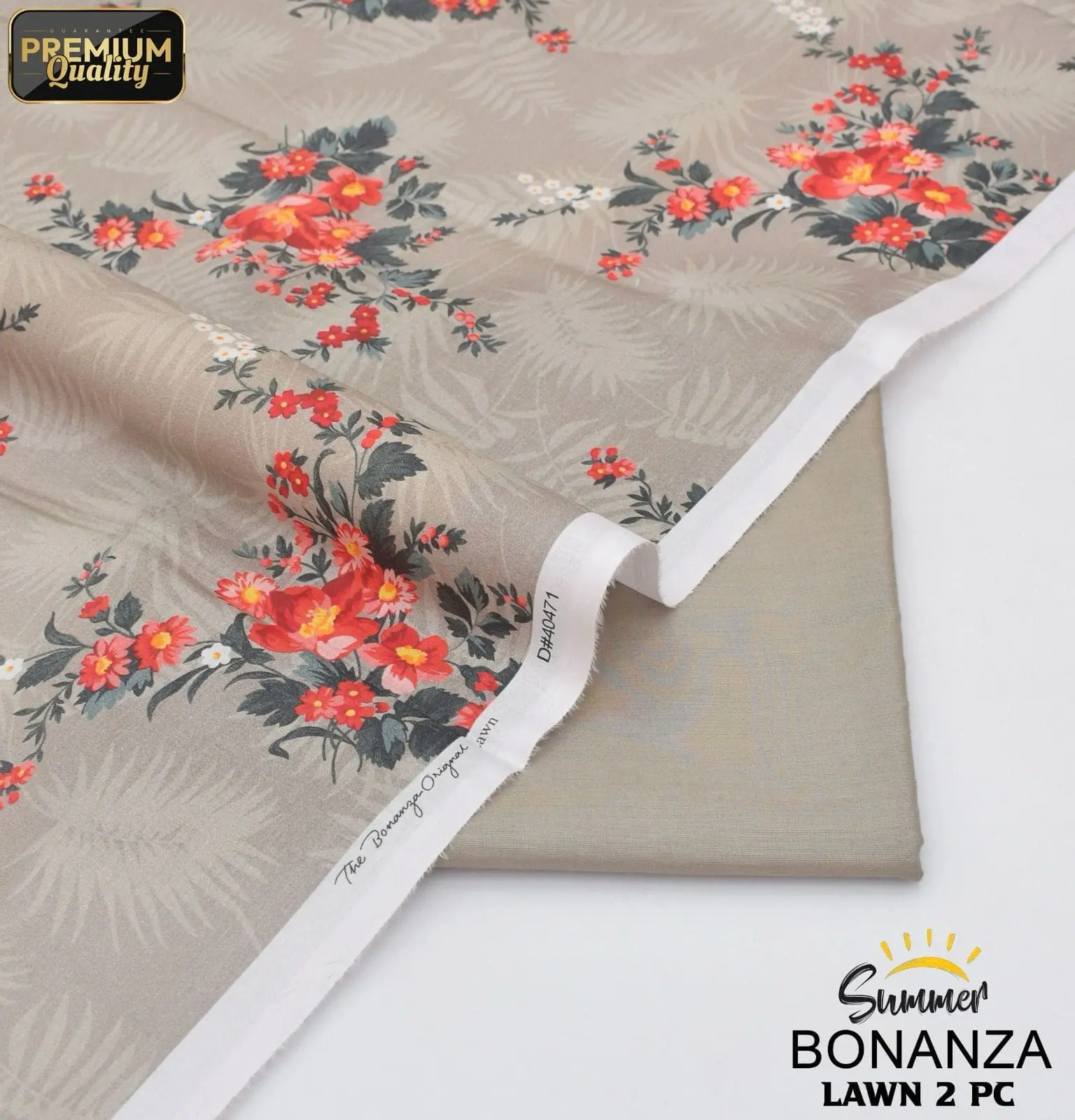 Bonanza 2 Piece Unstitched Lawn Suit in Heathered Grey with Elegant Summer Print – Premium Lawn Fabric for Women