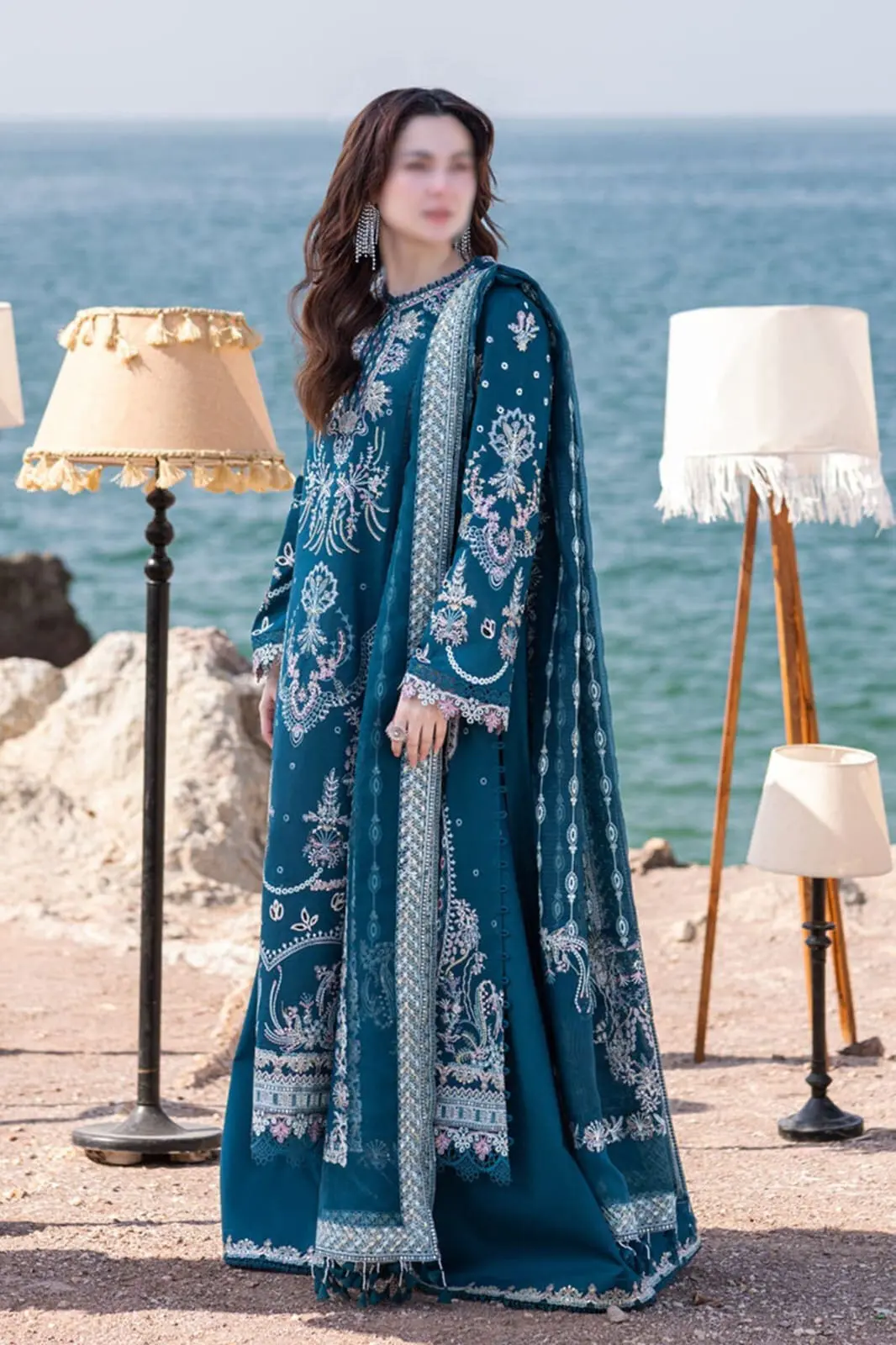 Qalamkar Unstitched Premium Embroidered 3 Piece Lawn Suit - Image 3