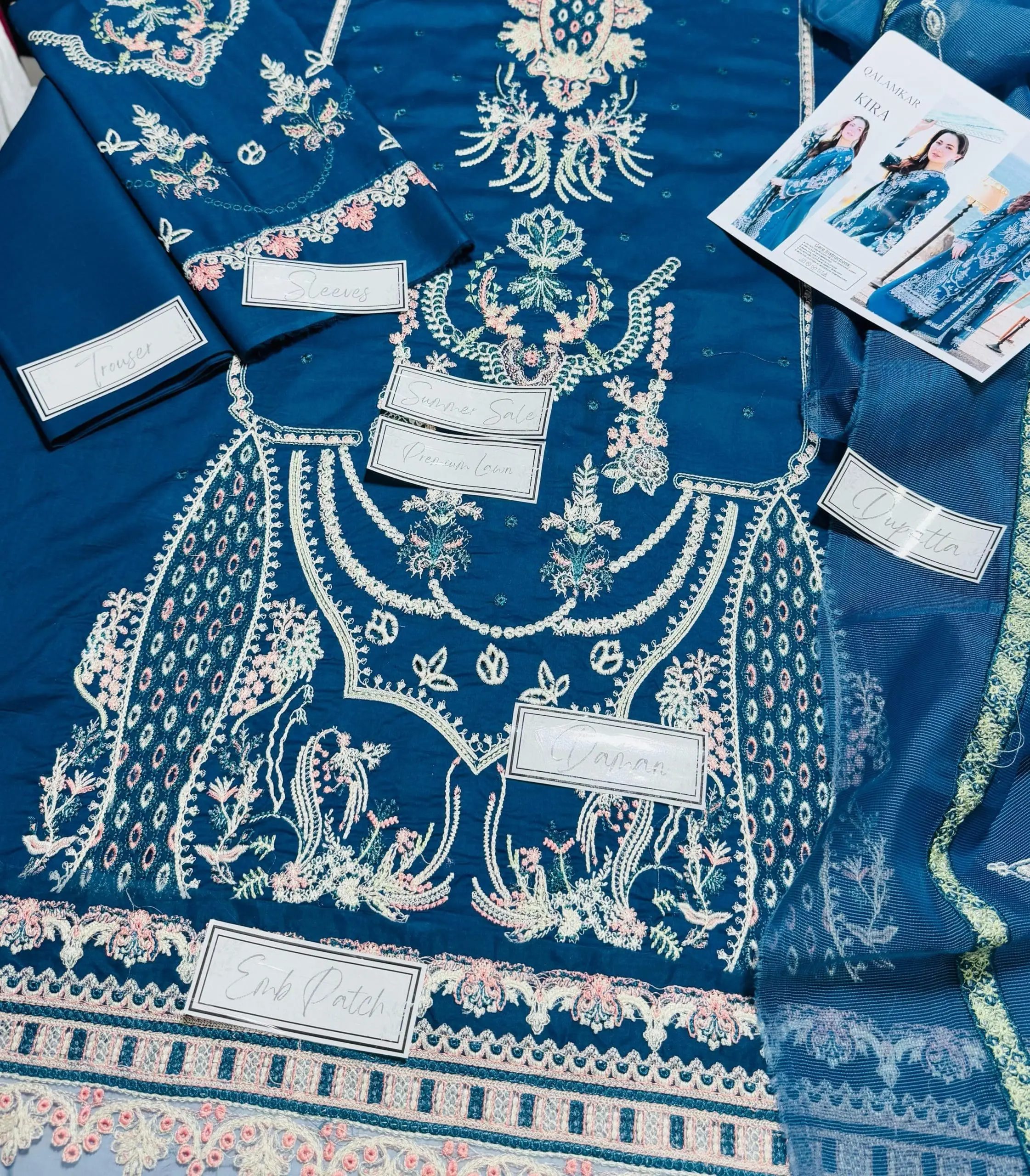 Qalamkar Unstitched Premium Embroidered 3 Piece Lawn Suit - Image 6