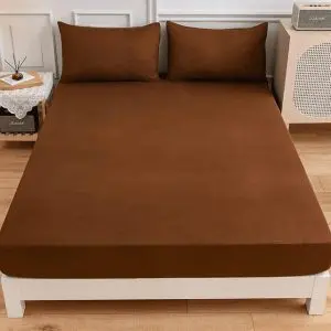 Waterproof Mattress Cover In Cotton Jersey Brown G-811