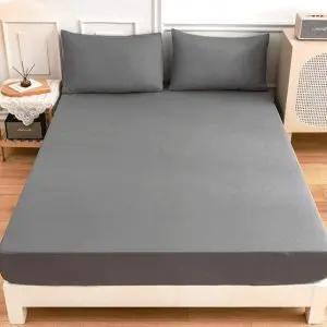 Grey Waterproof Cotton Jersey Mattress Protector