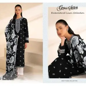 Pakistani unstitched lawn suit for women – 3PC with embroidered front