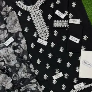 Embroidered Pakistani lawn dress – summer unstitched collection 2025