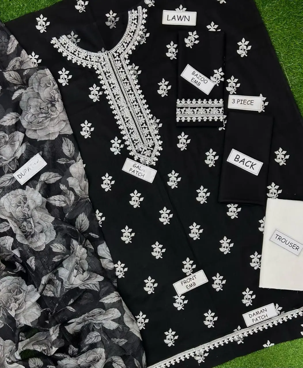 Embroidered Pakistani lawn dress – summer unstitched collection 2025