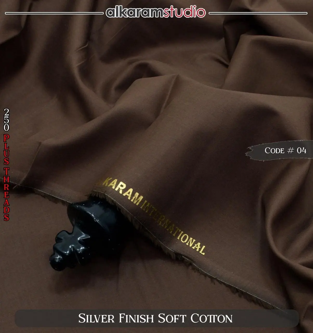 Alkaram Black Soft Cotton Fabric – 100% Pure Code#04