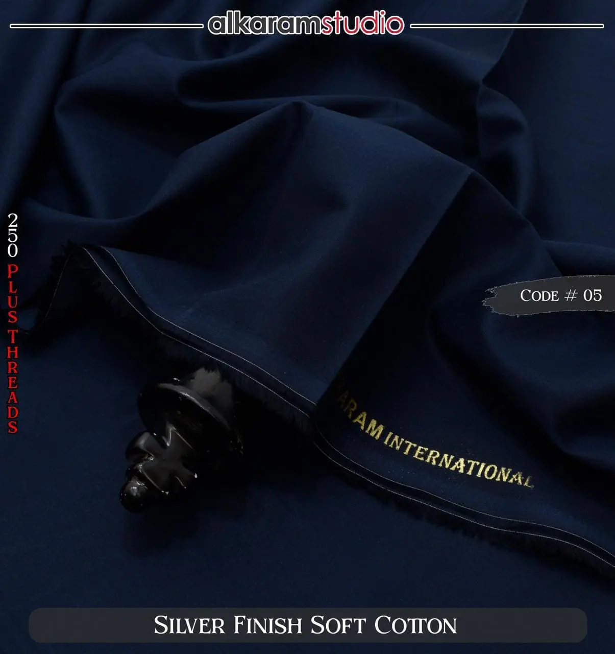 Alkaram Black Soft Cotton Fabric – 100% Pure Code#05