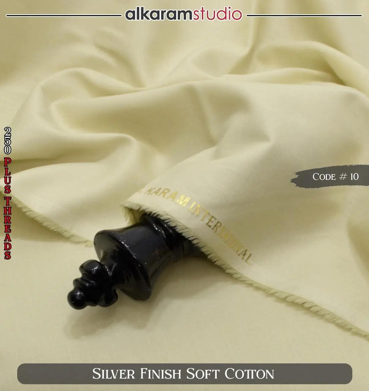 Alkaram Black Soft Cotton Fabric – 100% Pure Code#10