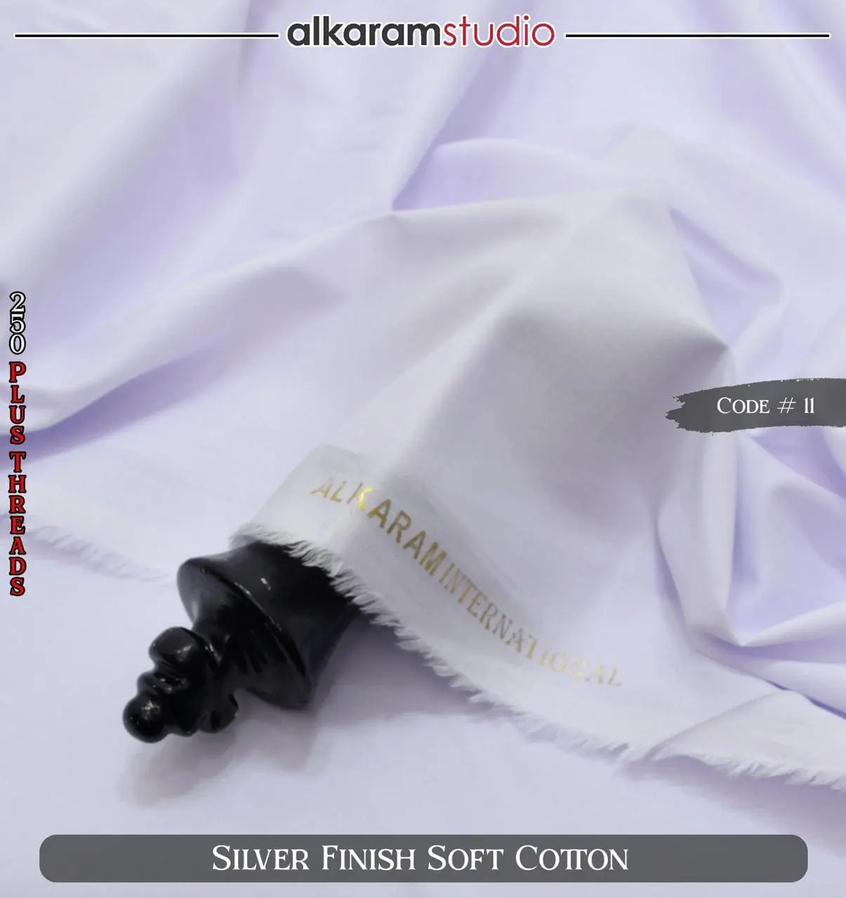 Alkaram Black Soft Cotton Fabric – 100% Pure Code#11