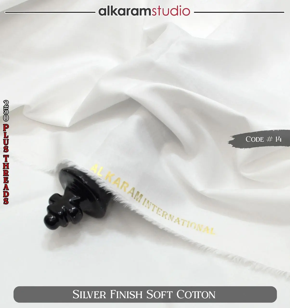 Alkaram Black Soft Cotton Fabric – 100% Pure Code#14