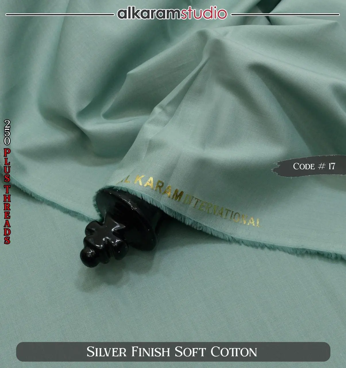 Alkaram Black Soft Cotton Fabric – 100% Pure Code#17