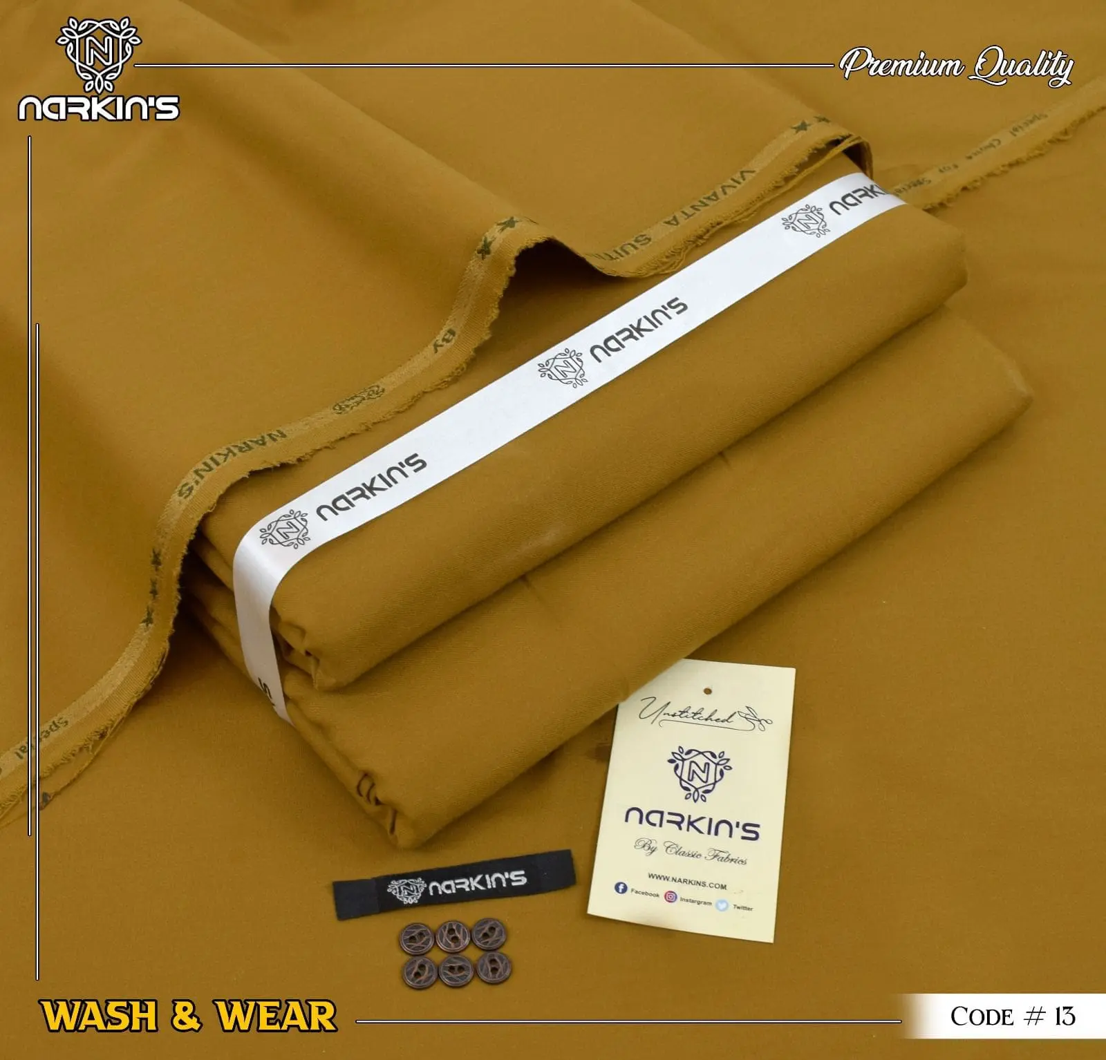 Narkins Camel Color Premium Wash & Wear Suit for Men – Summer 2025 (Code 13)