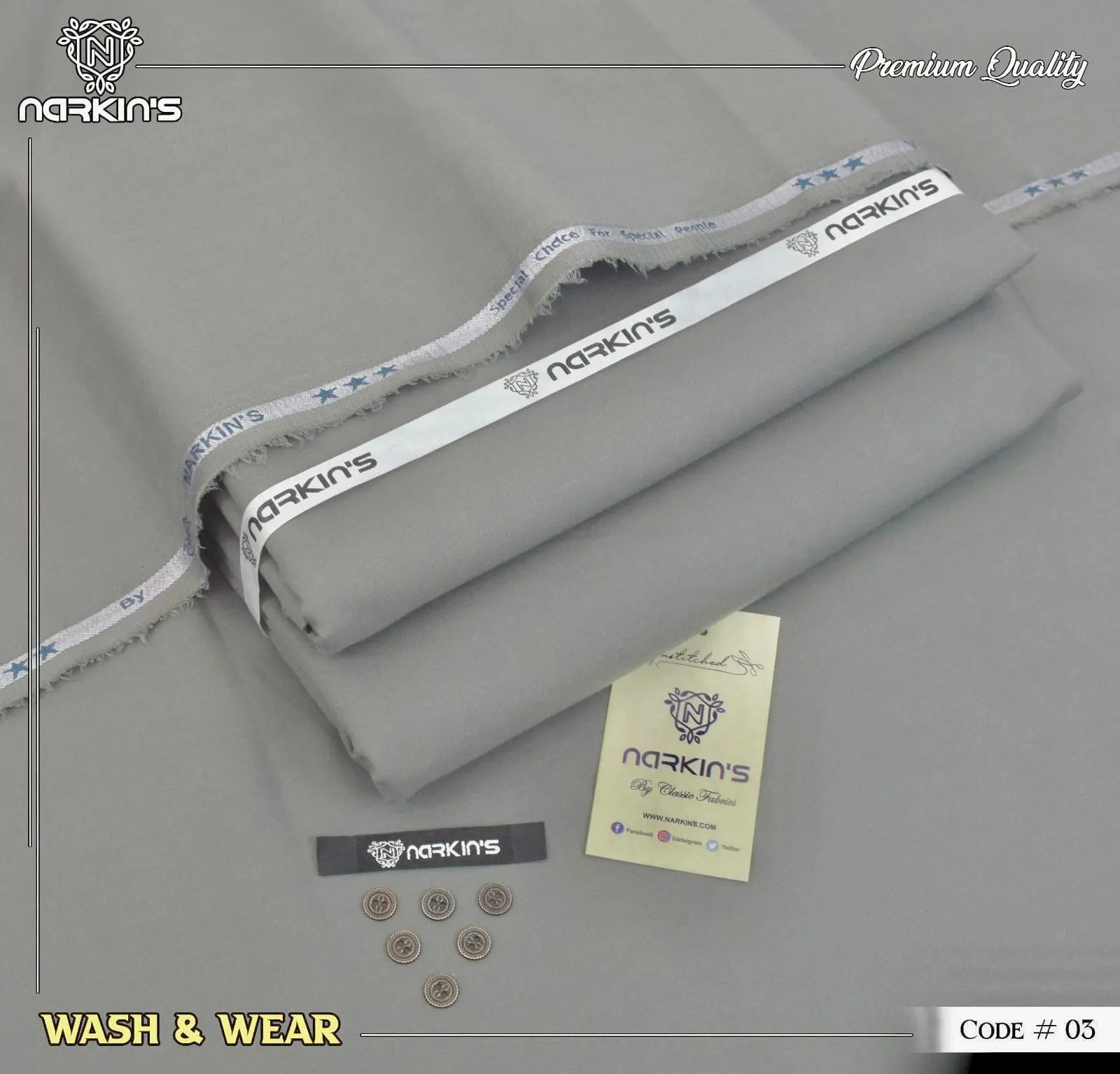 Narkins Grey Wash & Wear Suit for Men – Premium Summer 2025 Collection