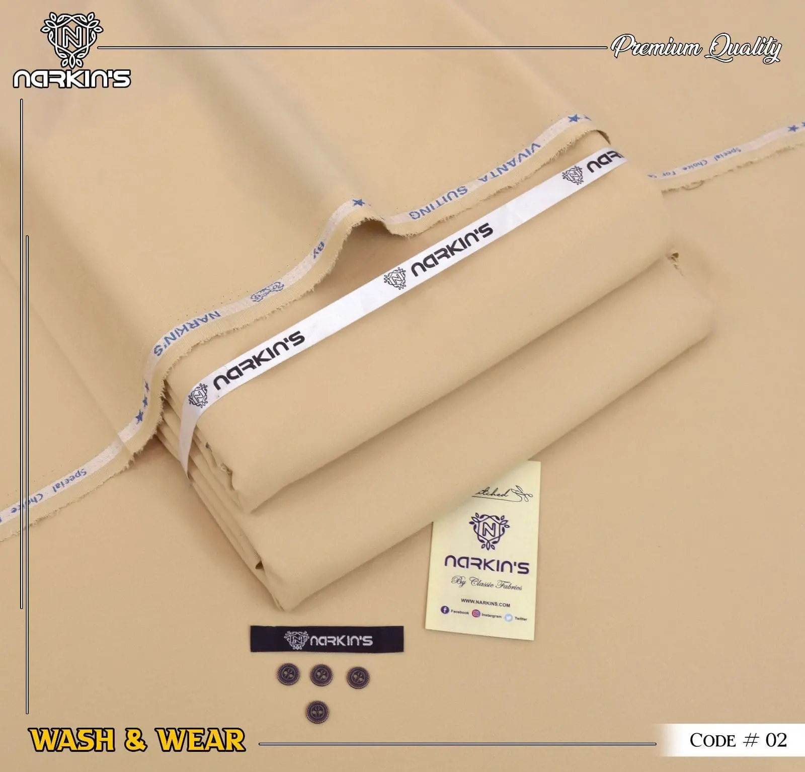 Narkins Light Beige Wash & Wear Suit for Men – Premium Summer 2025 Collection