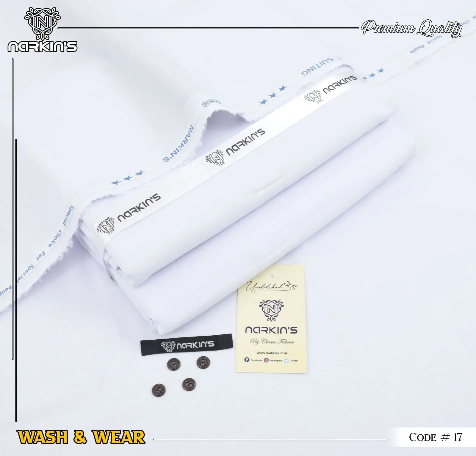 Narkins White Wash & Wear Suit for Men – Premium Summer 2025 Collection