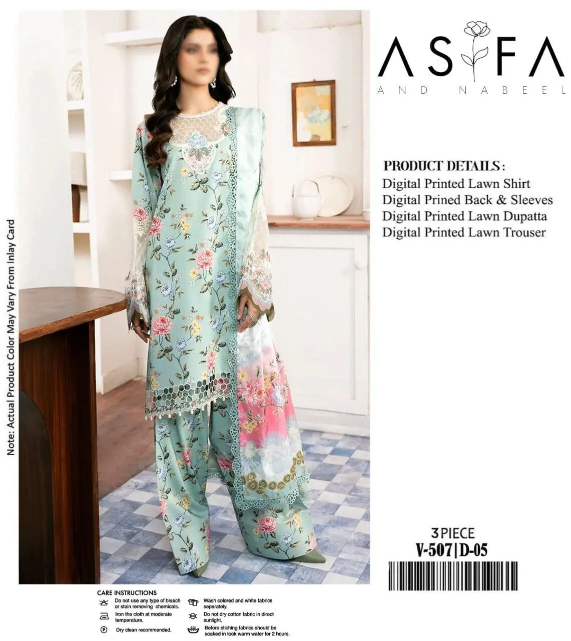 Asifa & Nabeel – Embroidered Multi Color Lawn Suit with Voile Dupatta - Image 10