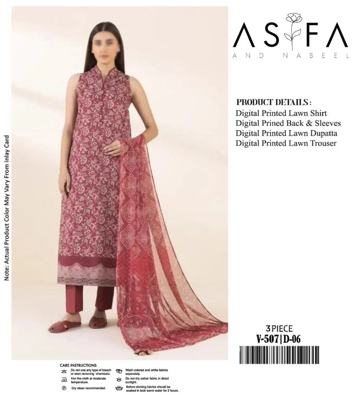 Asifa & Nabeel – Embroidered Multi Color Lawn Suit with Voile Dupatta - Image 8