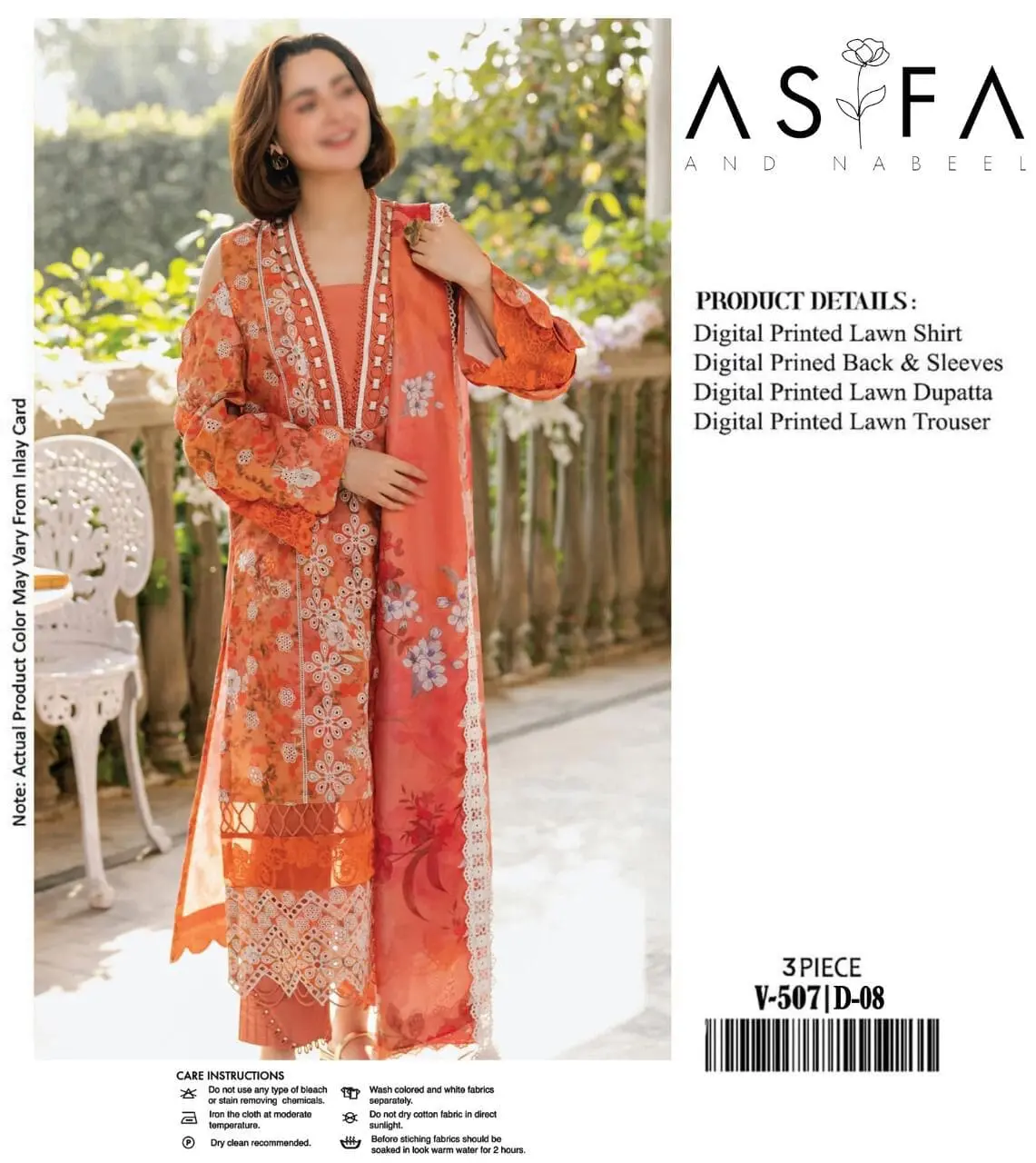 Asifa & Nabeel – Embroidered Multi Color Lawn Suit with Voile Dupatta - Image 2